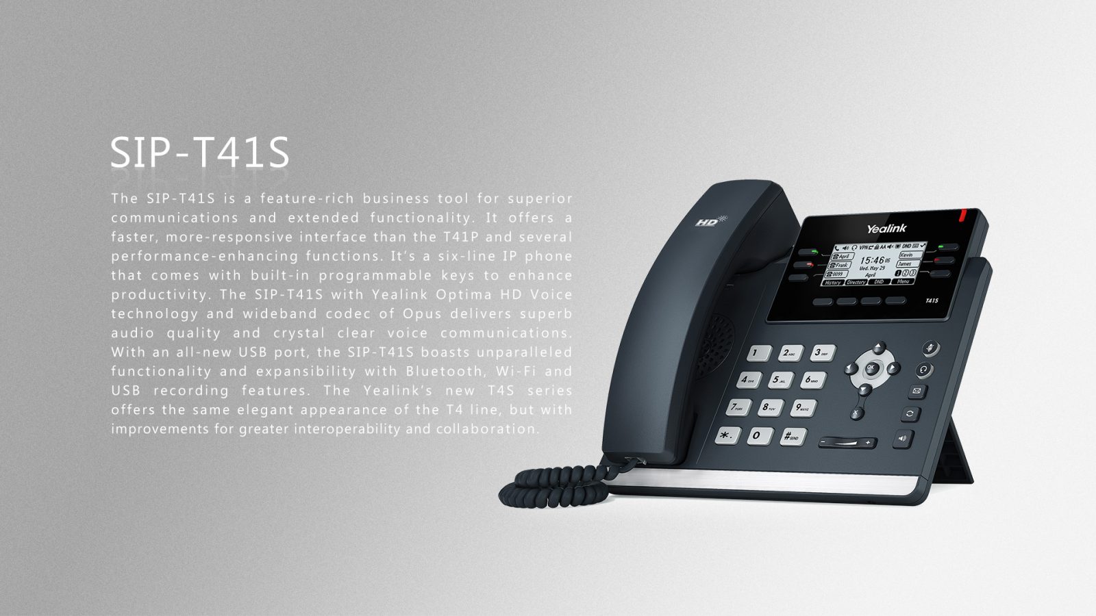 Yealink T41S IP Phone - Hong Kong Hotline: 39001988 - Matrix Technology (HK) Ltd