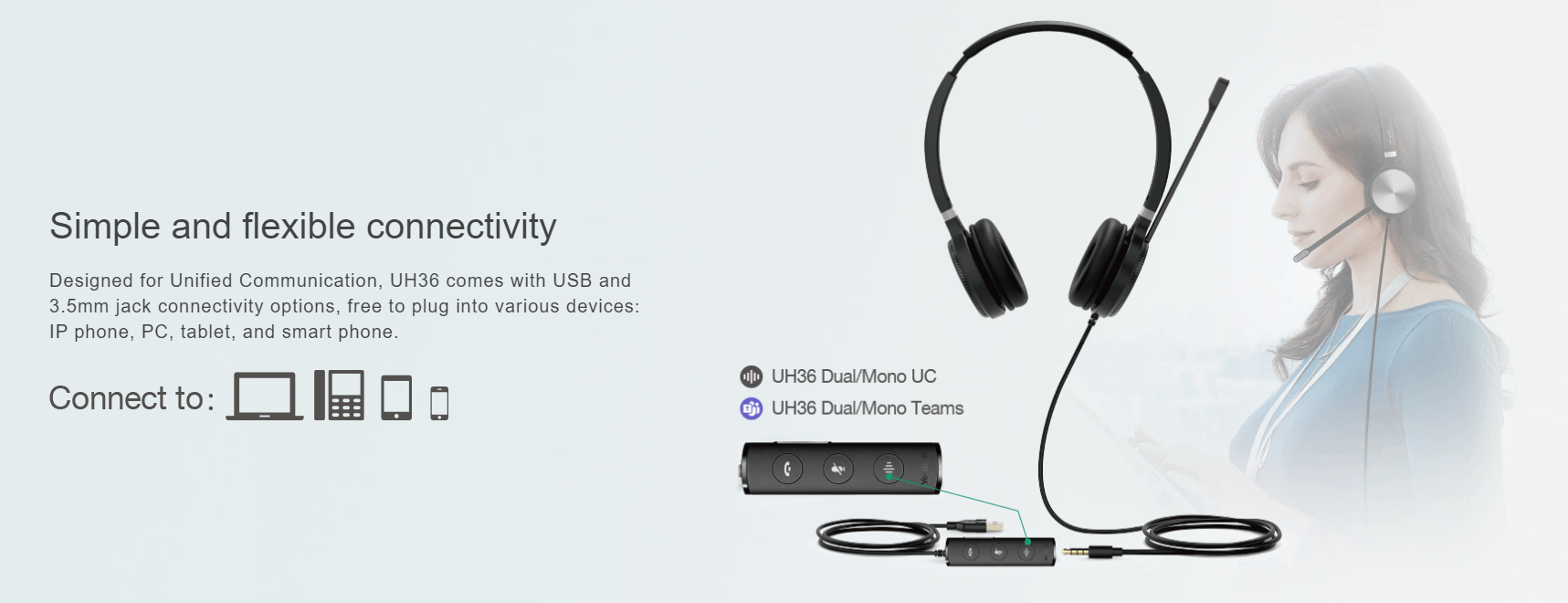 Yealink UH36 Mono Wired USB Headset - Hong Kong - Sipmax - Tel:2153 0231 - 香港代理